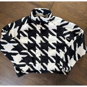 MOV‎ THEOLOGY Houndstooth Fleece Full Zip Jacket Black White Large